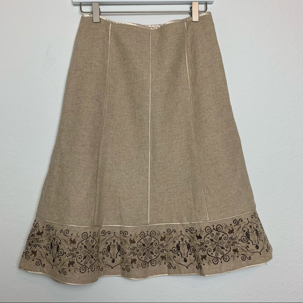 Ann Taylor Wool Skirt with Embroidery